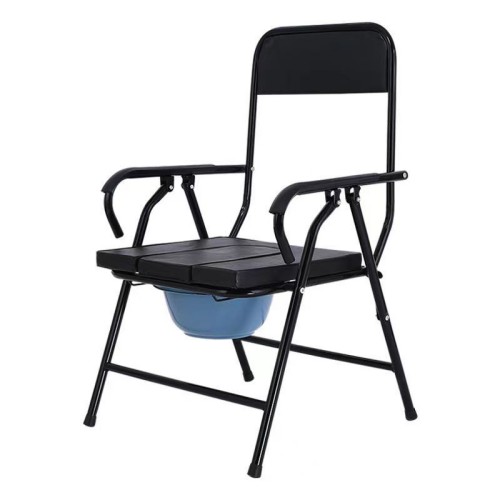 ZY-T01 Heavy-Duty Foldable Commode Chair - 150kg Reinforced Steel Bedside Toilet