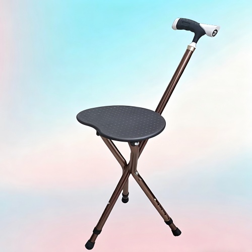 ZY-S01 - Folding Cane Seat with LED Light - Adjustable 4-Legged Walking Stool
